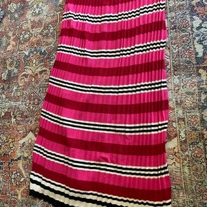 Dolan Pleated Striped Midi Skirt